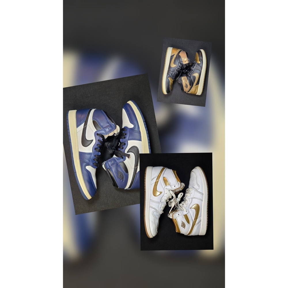 Jordan 1 Retro High OG Kids 3Y Bundle Midnight‎ Navy Metallic Gold White 3 Pairs